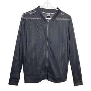 Black Mesh Bomber Jacket